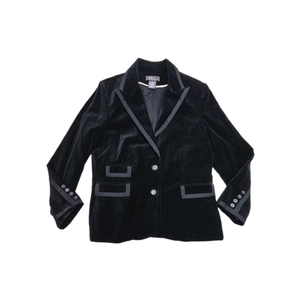 Vintage Y2K Velvet Blazer Jacket Formal Tuxedo Ribbon Holiday Whimsygoth Size 14